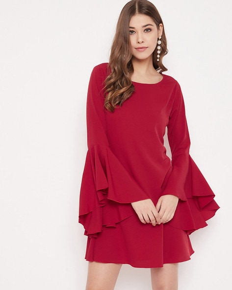 Bell sleeve hot sale flare dress