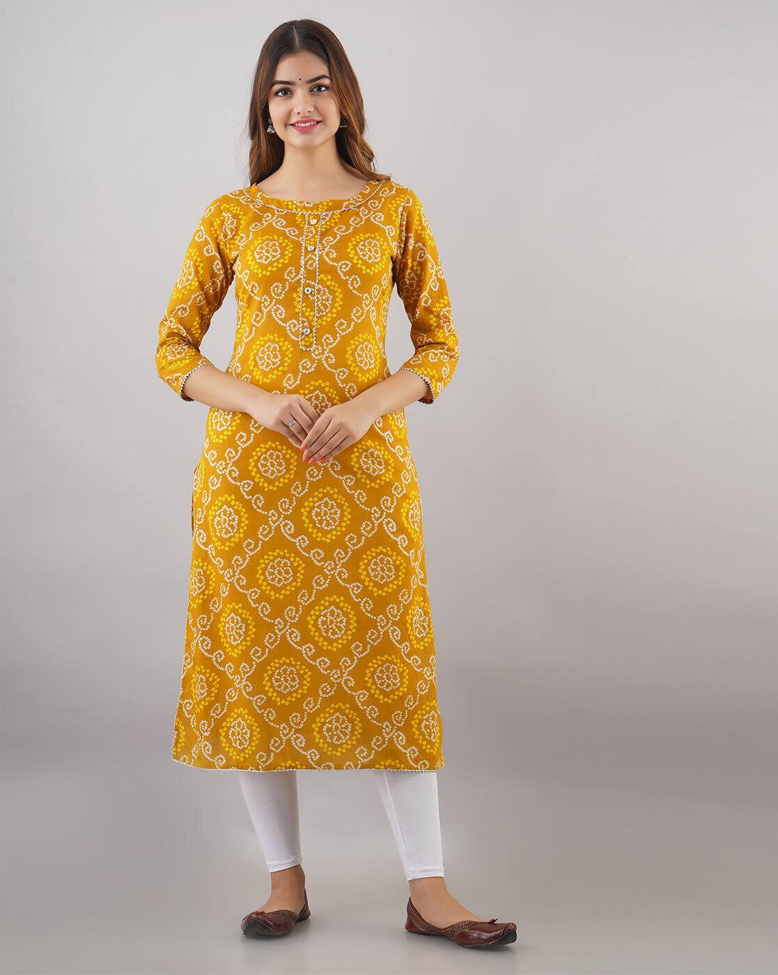 Yellow kurta for women Clearance