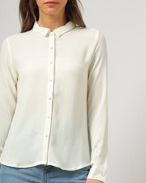 Women Off-White Relaxed Fit Shirt