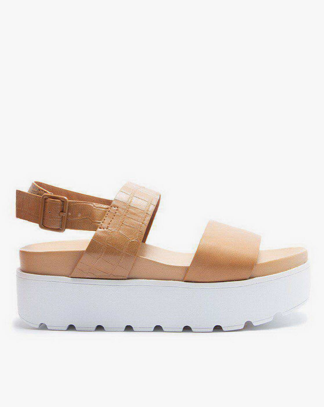 brown strappy platform sandals