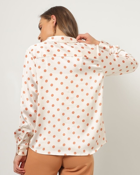 Beige polka hot sale dot top