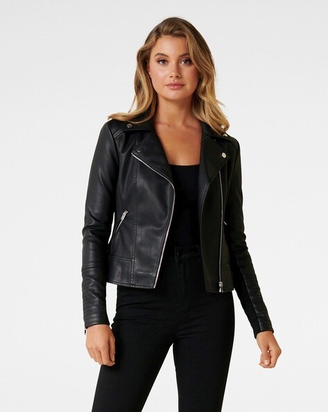 ajio leather jacket womens