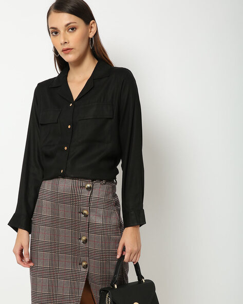 Recap Button-Down Shirt with Flap Pockets