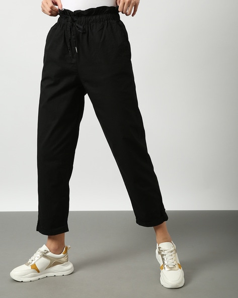 Women Paperbag-Waist Cropped Trousers