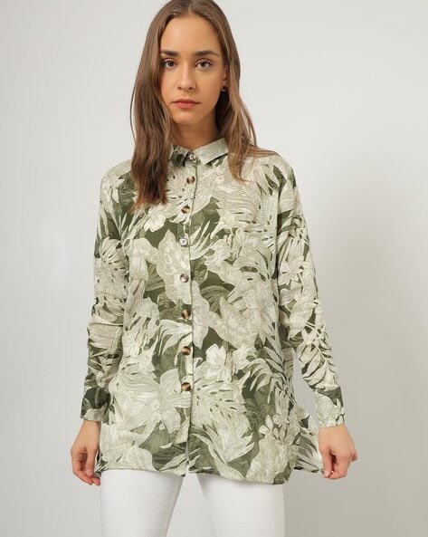 Ausyst Womens Floral Printed Tunic Tops Casual Crewneck Loose Pullover Tops  Long Sleeve Flowy Graphic Tee Shirt Blouses Army Green : :  Clothing, Shoes & Accessories