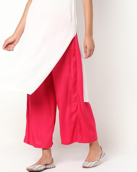 Woven Palazzos with Semi-Elasticated Waist Price in India