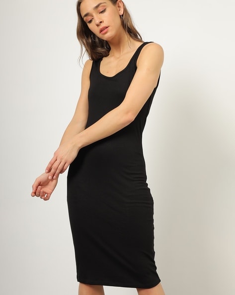 Women Fitted Bodycon Black Dress