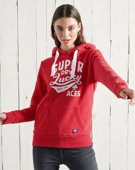 superdry red hoodie womens