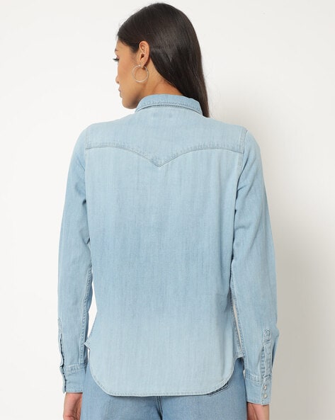 LEVI'S WELLTHREAD PETAL SHIRT | Blue Women's Denim Shirt | YOOX