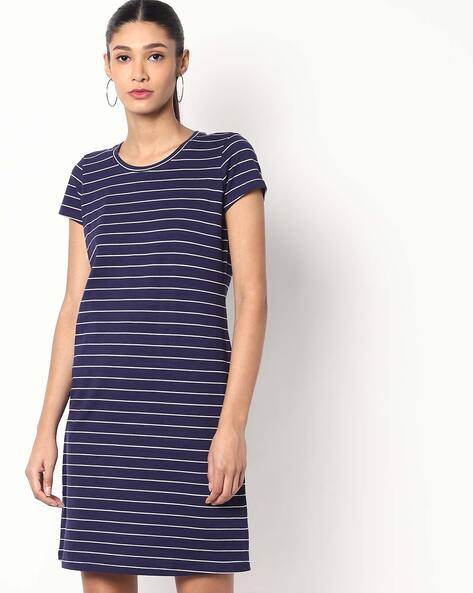 Blue striped clearance t shirt dress