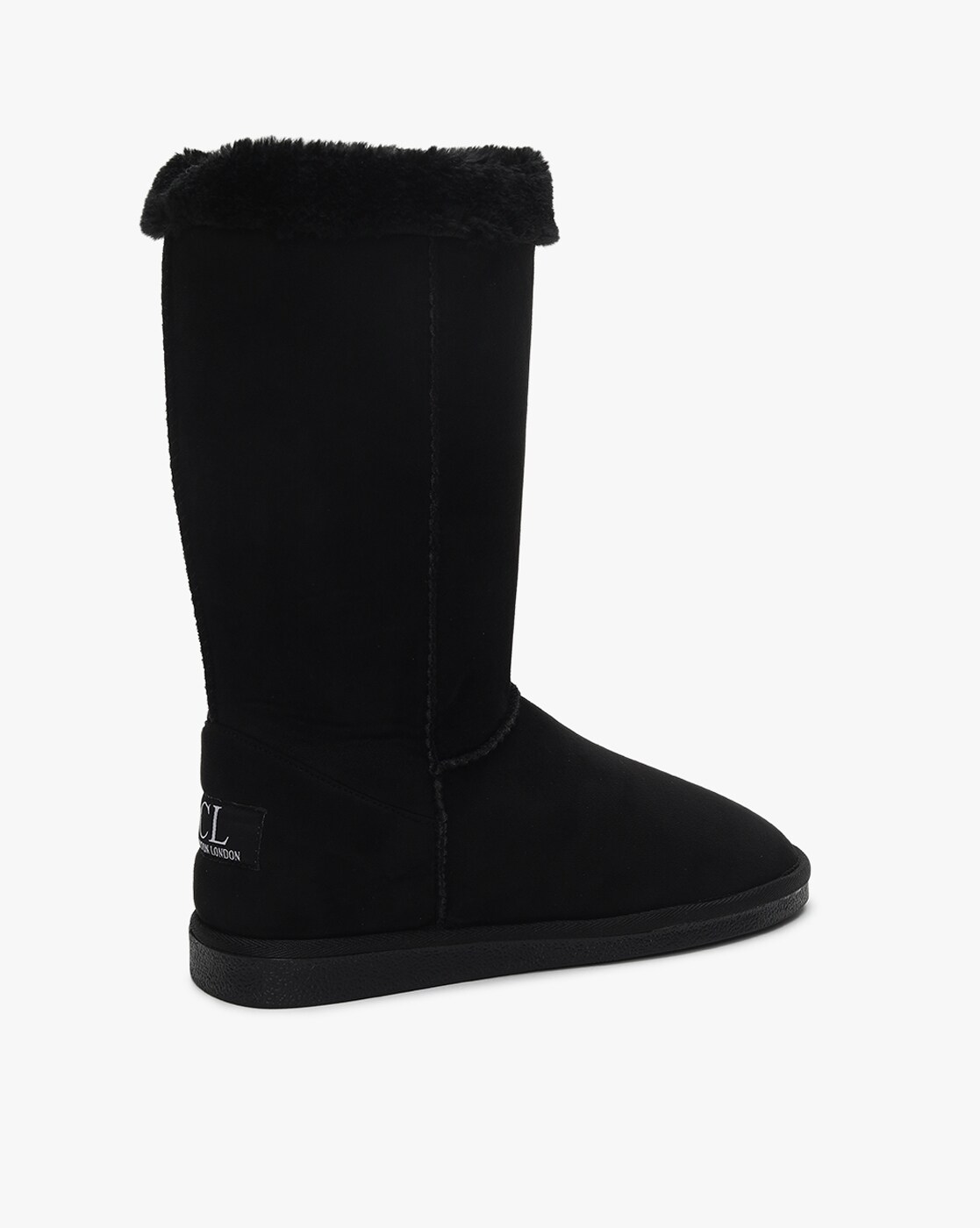 black and white slipper boots