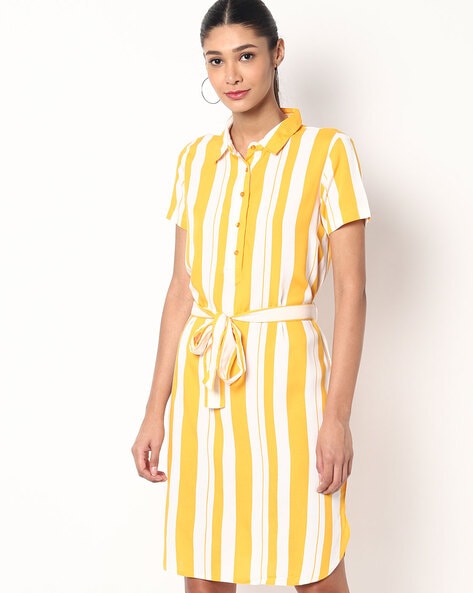 button up striped dress