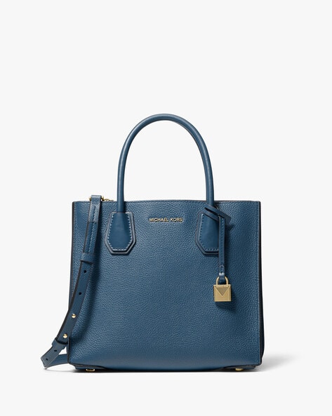Buy Michael Kors Mercer Genuine Leather Tote Bag | Blue Color Women | AJIO  LUXE