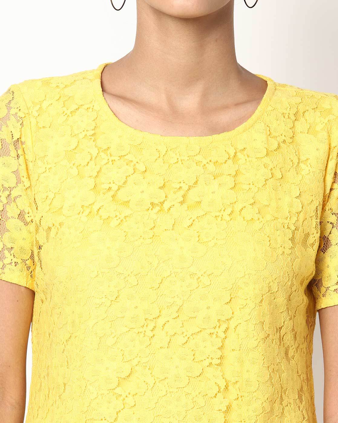 zara yellow lace top