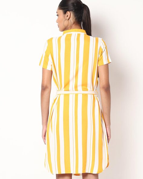 button up striped dress