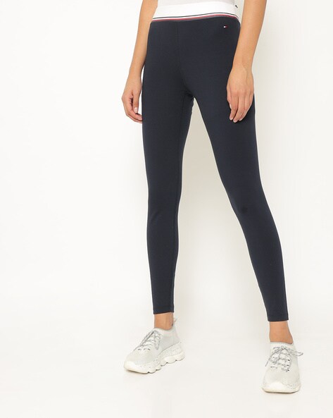 Mid-Rise Leggings with Contrast Waistband