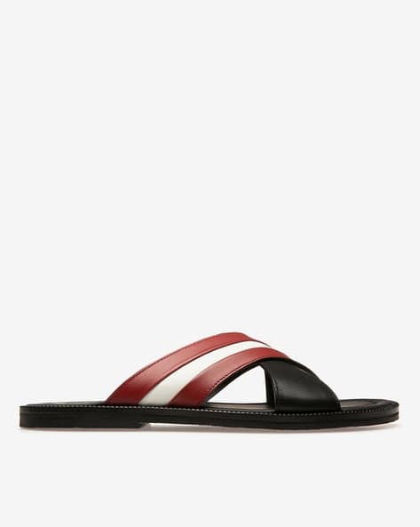 Strappy Slip-On Leather Sandals