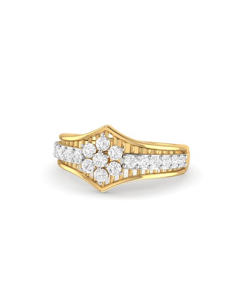 Amazon.com: Star Retail 14K Yellow Gold Plated Chevron Simulated Diamond  Ring Guard Jacket Enhancer Wedding Band 0.50ct. 5 : Clothing, Shoes &  Jewelry