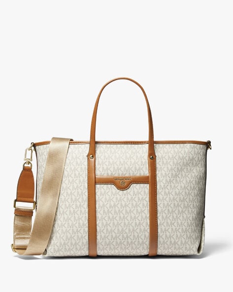 Buy Michael Kors Charlotte Signature Large Top Zip Tote - Vanilla at  Amazon.in