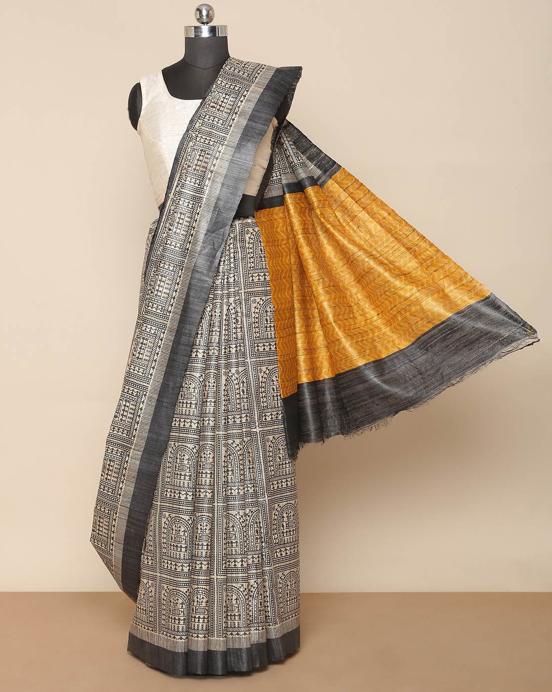 Mrinali Bhujodi Cotton Saree - Dark Assorted