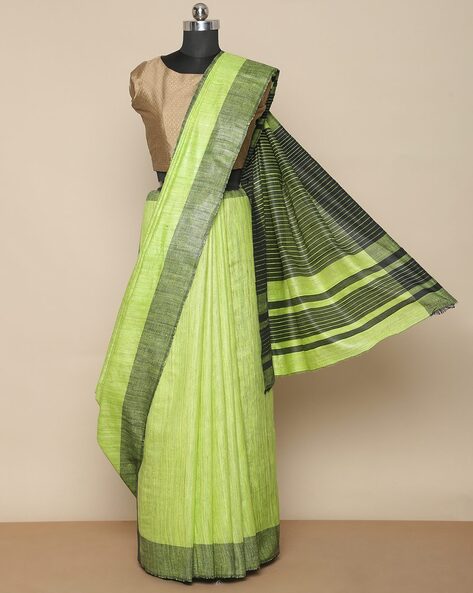 Pleasing Pearl Green Pure Desi Bhagalpuri Tussar Silk Saree –  TheDesignerSaree