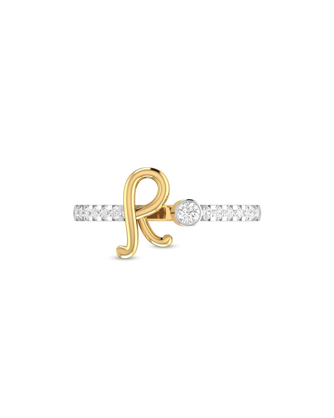 Diamond Letter R Ring 1/10 ct tw Round 10K Yellow Gold | Jared