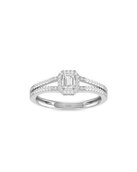 18k White Gold Princess Cut Classic engagement solitaire diamond ring (1.1  Ct, H Color, SI Clarity)