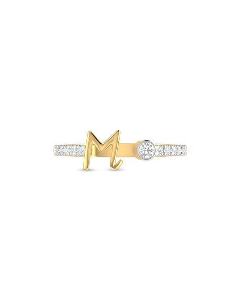 Alphabet ring Name M Ring american diamond free size for girls and women