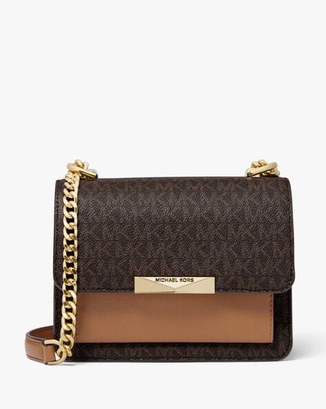 Michael Kors brown leather gold hardware shoulder bag purse w/ strap and  charm | eBay