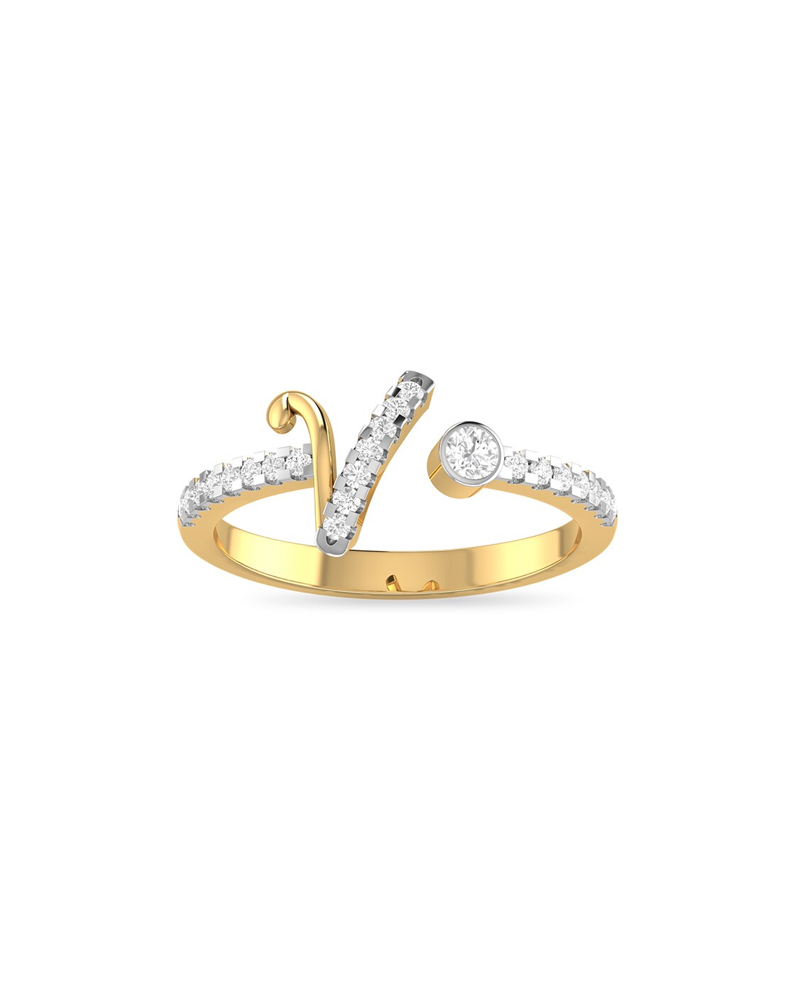 Dazzling Ethos Diamond V Ring for Under 30K - Candere by Kalyan Jewellers