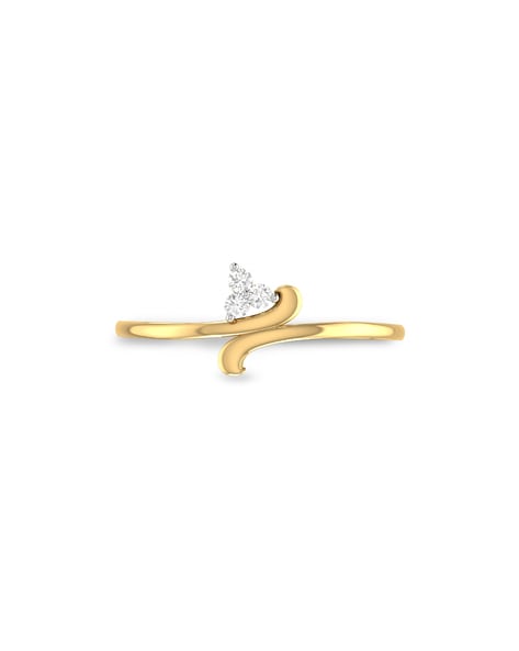Simple 18 Karat Yellow Gold And Diamond Square Finger Ring