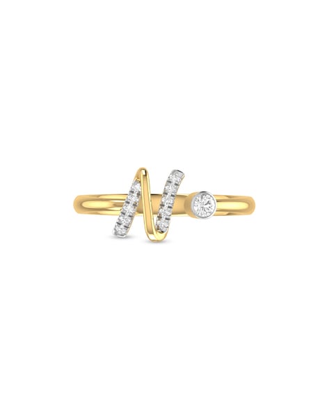 Initial Letter Cubic Zirconia Gold Copper Free Size Ring Women – ZIVOM