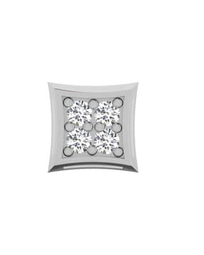 iski uski 18 KT White Gold Diamond Stud Earrings-picture-11