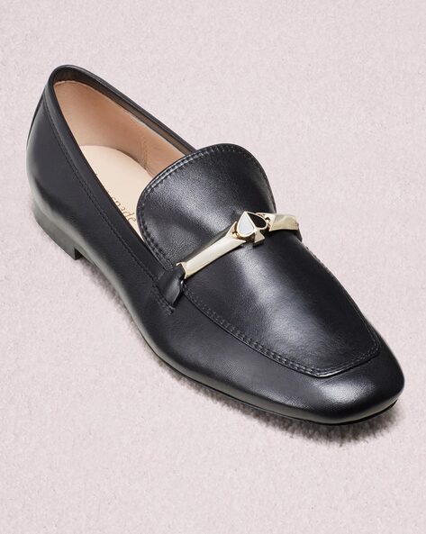 kate spade black leather loafers