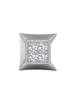 iski uski 18 KT White Gold Diamond Stud Earrings-picture-12
