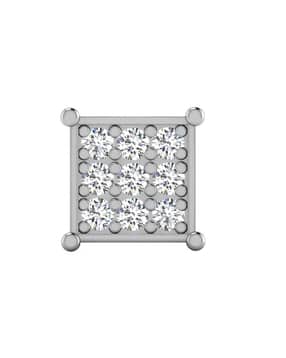 18 KT White Gold Diamond Stud Earrings-image-4
