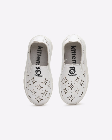 Kittens Laser-Cut Slip-On Sneakers