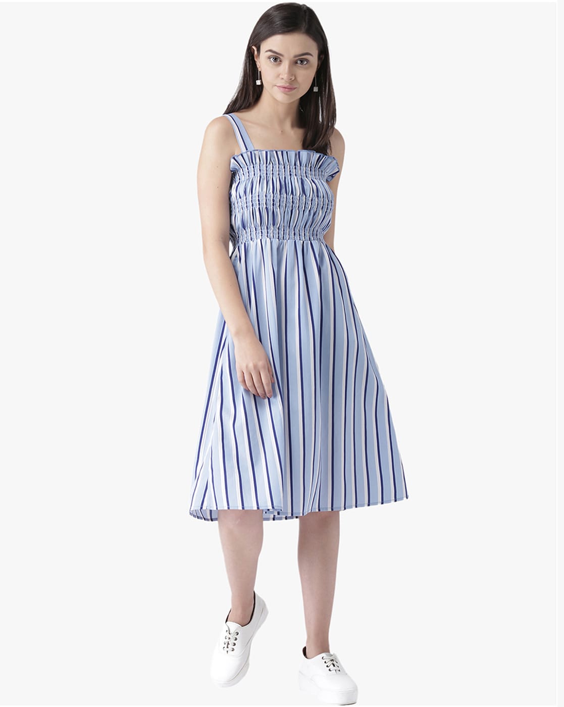 loft blue and white striped dress