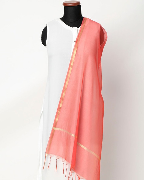 Chanderi Dupatta with Fringed Hems Price in India