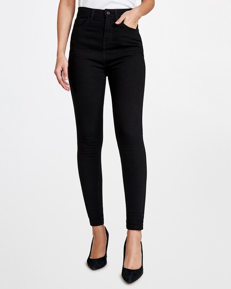 high rise black jeans for women