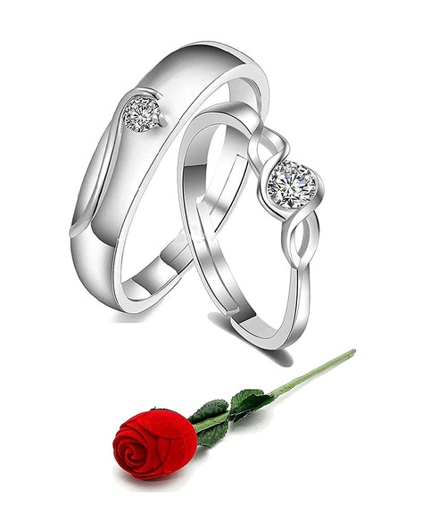 I Jewels Platinum Plated CZ Adjustable Couple Finger Rings for Love  FL180CO  Amazonin Fashion