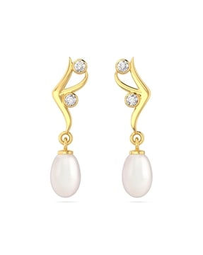 The inverted lotus diamond and pearl earrings  Amarkosh Jewels