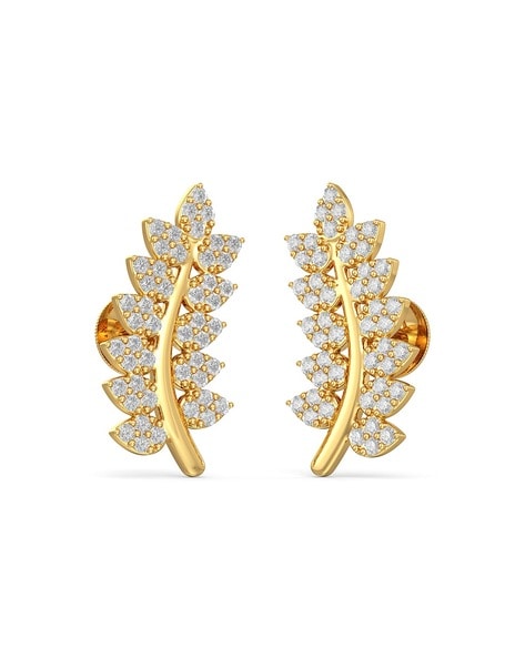 Buy Senco Gold 14K Yellow Gold Floral Twist Diamond Studs online