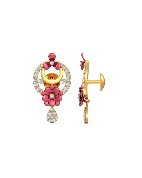 Buy Flamboyant Pear Shape Stone Stud Gold Earrings | GRT Oriana