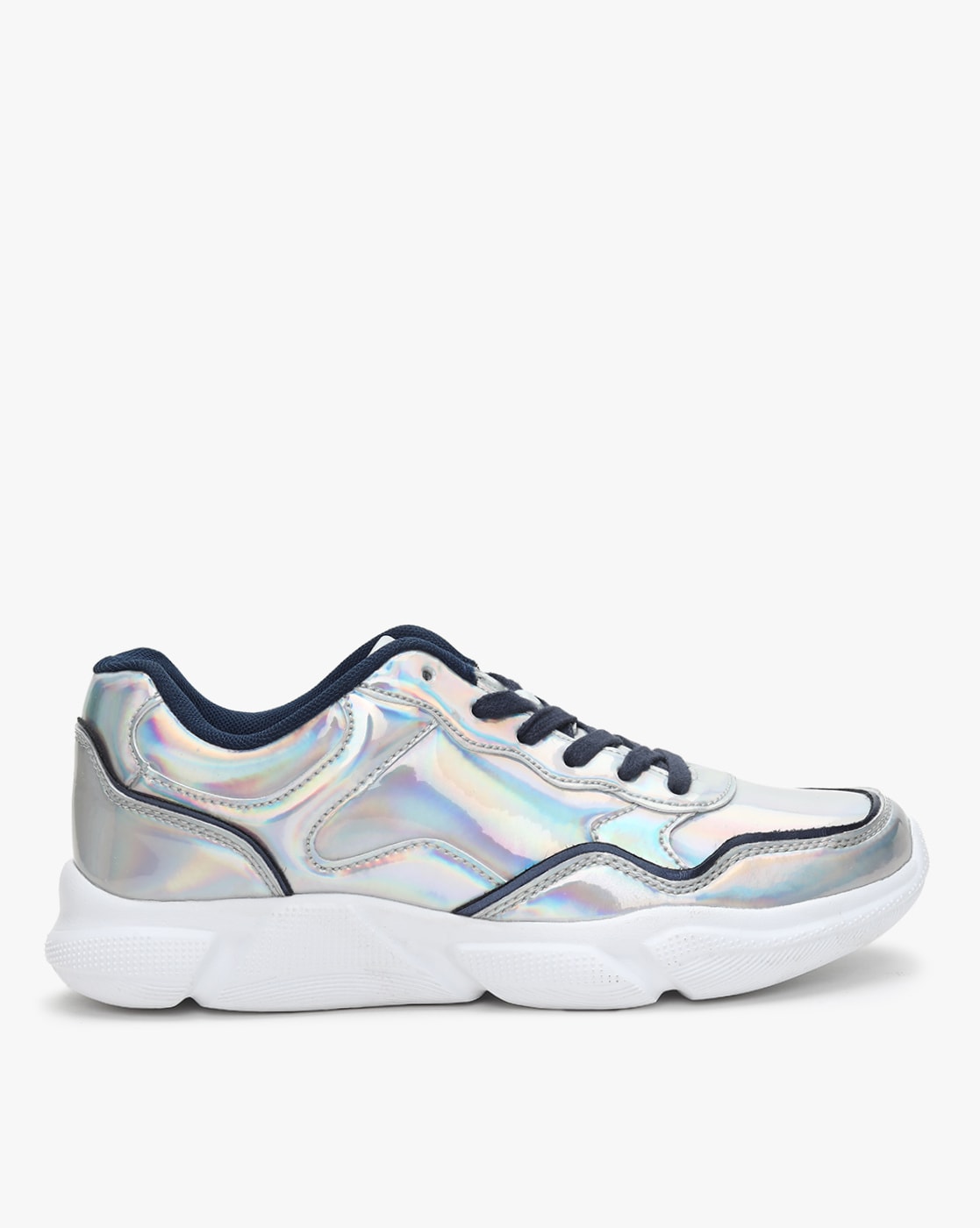 silver holographic shoes