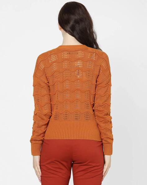 Pointelle-Knit V-neck Cardigan