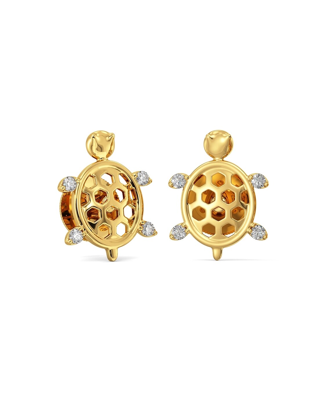 Child's 14k Yellow Gold Turtle Earrings | Lee Michaels Fine Jewelry