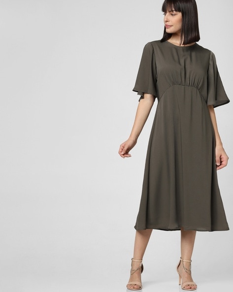 olive green midi dress