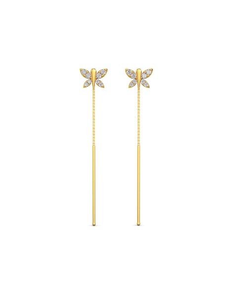 22K Gold Sui Dhaga Earrings (3.30G) - Queen of Hearts Jewelry