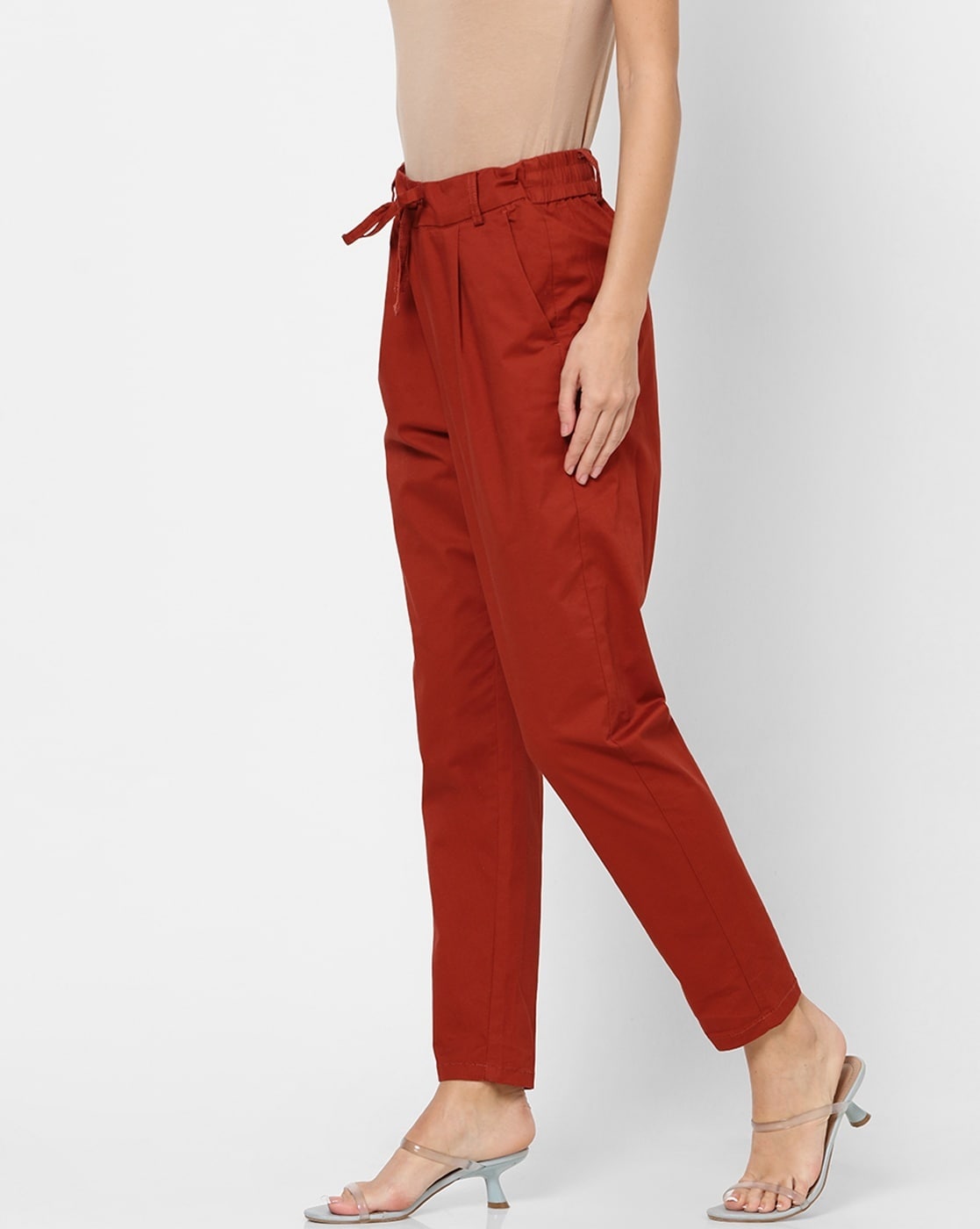 Buy Brick Red Trousers & Pants for Women by ONLY Online | Ajio.com